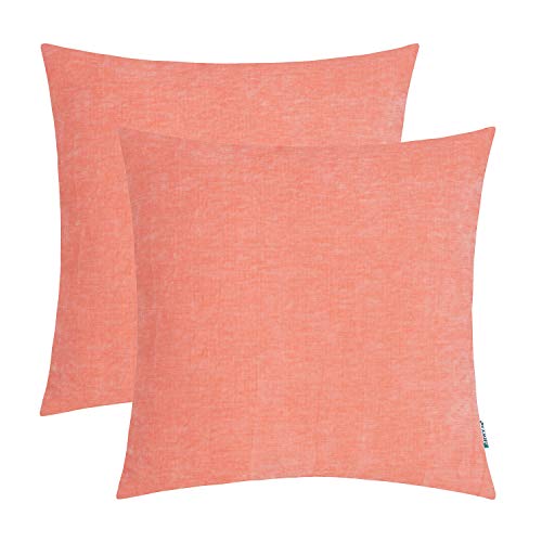 Product Cover HWY 50 Cashmere Soft Decorative Throw Pillows Covers Set Cushion Cases for Couch Bed Living Room 18 x 18 Inches Light Pink Comfortable Pack of 2