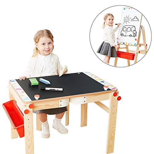 Product Cover TOP BRIGHT Wooden Art Easel for Kids Art Table with Storage, Easel Desk for Toddler Adjustable
