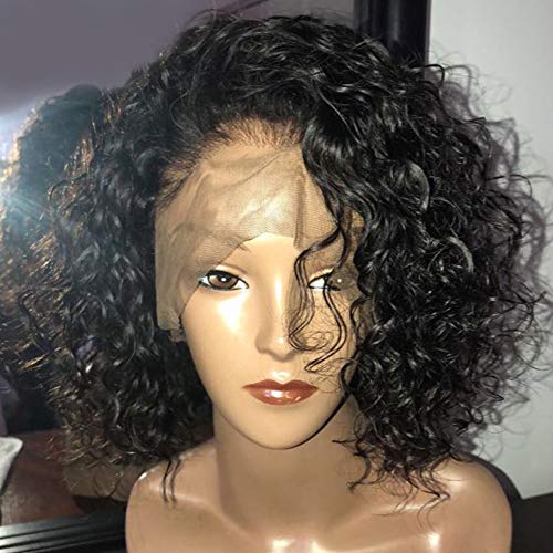 Product Cover Choshim Hair Curly Short Bob Lace Front Wig Brazilian Virgin Hair with Baby Hair Remy Curly Bob Lace Wig Pre Plucked for Black Women 8-14