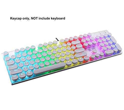 Product Cover E-Yooso Retro Keycaps Set, PBT Double Shot, Translucent Backlit 104 Key Cap with Key Puller for Keyboards wirh 61, 81, 87, 104 Key (White)