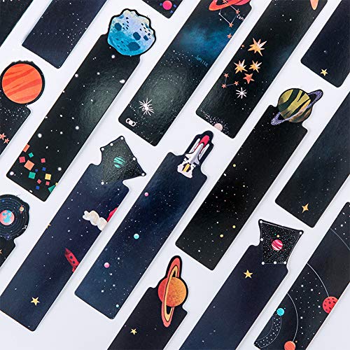 Product Cover CODOHI 60pcs Space Bookmarks Planet Rocket Spaceship Solar System Paper Book Markers Note Cards-Cool Bookmarker for Men Women Kids