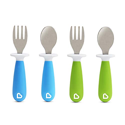 Product Cover Munchkin 4 Count Raise Toddler Fork and Spoon, Blue/Green, 12+