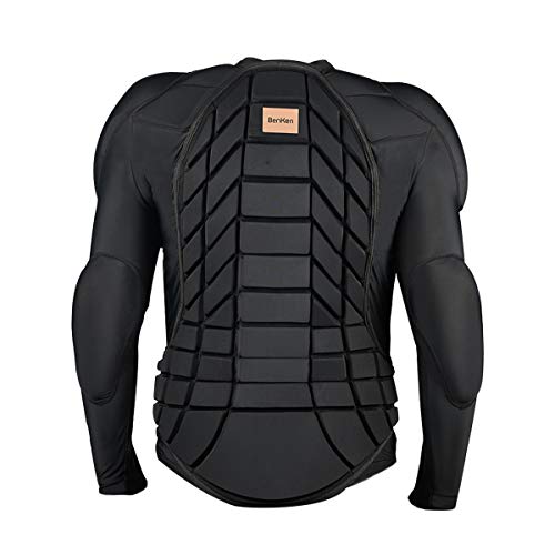 Product Cover BenKen Skiing Anti-Collision Sports Shirts Ultra Light Protective Gear Outdoor Sports Anti-Collision Clothing Armor Spine Back Protector (Long Black-XXL)