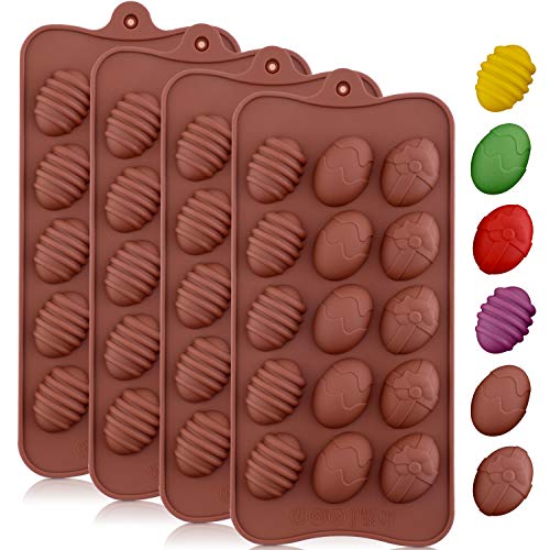 Product Cover Jovitec 4 Pieces Easter Egg Chocolate Mold Easter Candy Cookie Mould Silicone Baking Mold for Party Jelly, Ice Cube