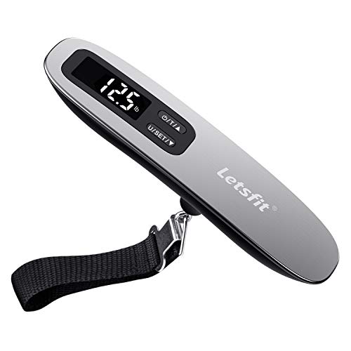 Product Cover Letsfit Digital Luggage Scale, 110lbs Hanging Baggage Scale with Backlit LCD Display, Portable Suitcase Weighing Scale, Travel Luggage Weight Scale with Hook, Strong Straps for Travelers