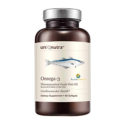 Product Cover Uniqnutra Pharmaceutical Grade Fish Oil Supplement,60 Fish Gelatin softgels,1250mg Wild-Caught Alaskan Fish Oil 83% Omega-3 /Serving (Essential Fatty Acid Combination of 730mg EPA & 280 mg of DHA)