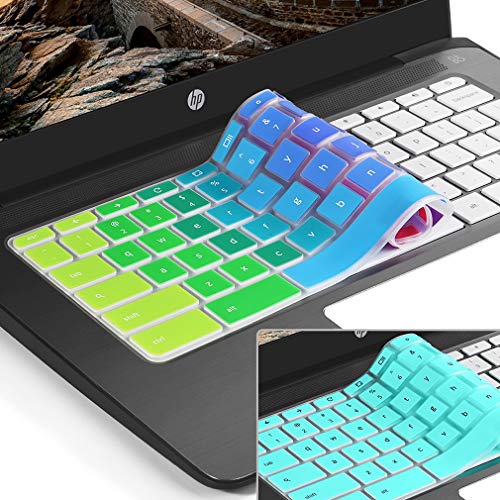 Product Cover [2pack] for hp Chromebook 11 Keyboard Cover Skin,hp Chromebook x360 11.6 inch,HP Chromebook 11 G2,G3,G4,G5(G6 EE) 11.6 Inch Chromebook Protective Skin(NOT Fit HP Chromebook G5 EE)(Rainbow+Mint)