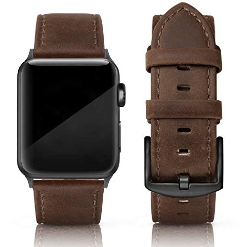 Product Cover SWEES Leather Bands Compatible for iWatch Apple Watch 42mm 44mm, Genuine Leather Vintage Wristband Compatible iWatch Apple Watch Series 5 4 3 2 1, Sports & Edition Men, Chocolate