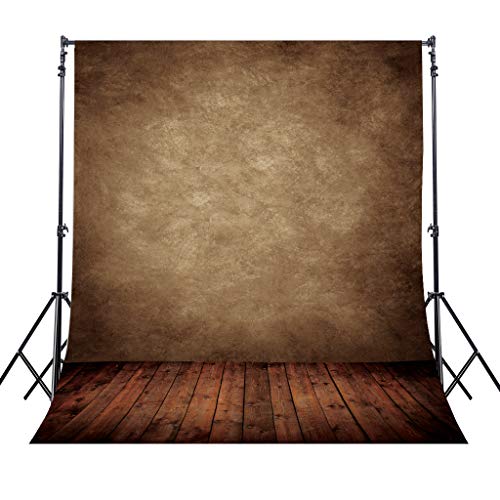 Product Cover Riyidecor Concrete Wall Wood Floor Backdrop Wooden Brown Retro Wall Vintage Photo Photography Background 5Wx7H Feet Barn Decorations Birthday Celebration Props Photo Shoot Vinyl Cloth