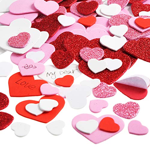 Product Cover Heart Shape Stickers Foam Glitter Decals Self Adhesive Valentine Stickers for Valentine's Day Wedding Crafts (520)