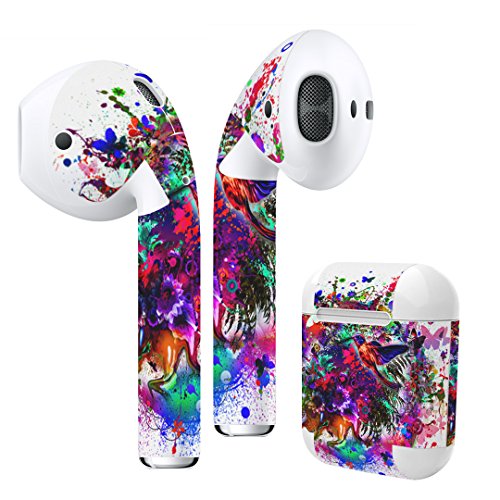 Product Cover Airpods Skin + Case Skin Sticker Skin Decal for airpod Compatible with AirPods 1st(2016) and 2nd(2019) Stylish Covers for Protection & Customization 012273 Paint　Colorful　Bird