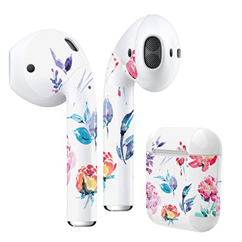 Product Cover Airpods Skin + Case Skin Sticker Skin Decal for airpod Compatible with AirPods 1st(2016) and 2nd(2019) Stylish Covers for Protection & Customization 013496 Flower　Flower Handle　Watercolor