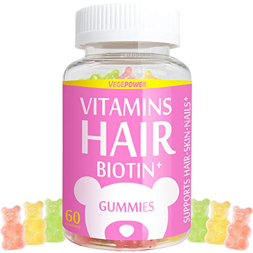 Product Cover VegePower Hair Skin and Nails Vitamin Gummies-Biotin 10,000mcg [Highest Potency] for Hair Growth-Vegan Hair Bear Gummy for Women & Men,Non-GMO,Gluten-Free,Hair Thicken Supplement