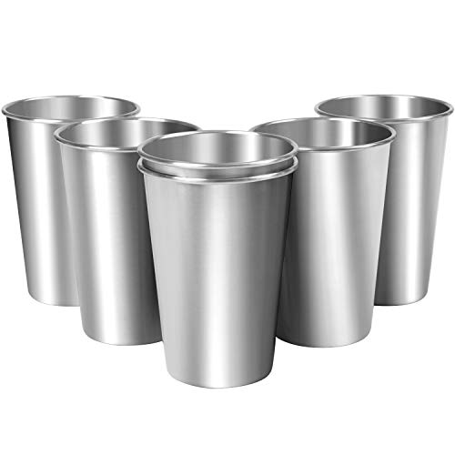 Product Cover Aneco 6 Pack 16 Ounce Stainless Steel Cups Shatterproof Pint Cup Tumblers Unbreakable Metal Drinking Glasses (6, 17 oz / 500 ml)