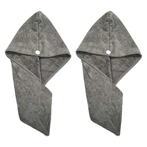 Product Cover Polyte Microfiber Hair Turban Wrap Drying Towel, 12 x 28 in, 2 Pack (Dark Gray)