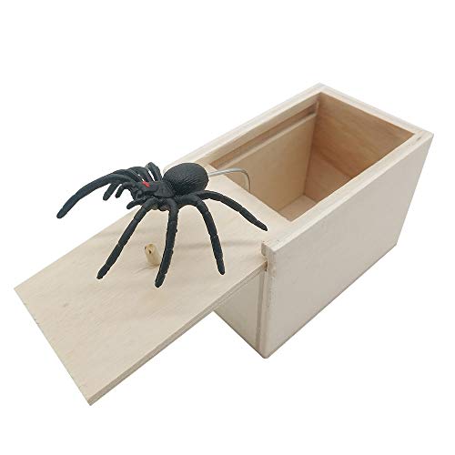 Product Cover DE Spider Prank Scare Box，Wooden Surprise Box，Handmade Fun Practical Surprise Joke Boxes ,Gags & Practical Joke Toys Halloween