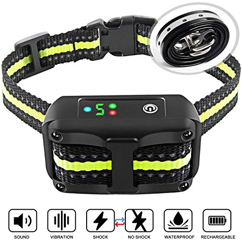Product Cover Authen Bark Collar Barking Control Training Collar with Beep Vibration and No Harm Shock(5 Adjustable Sensitivity Control) for Small Medium Large Dog