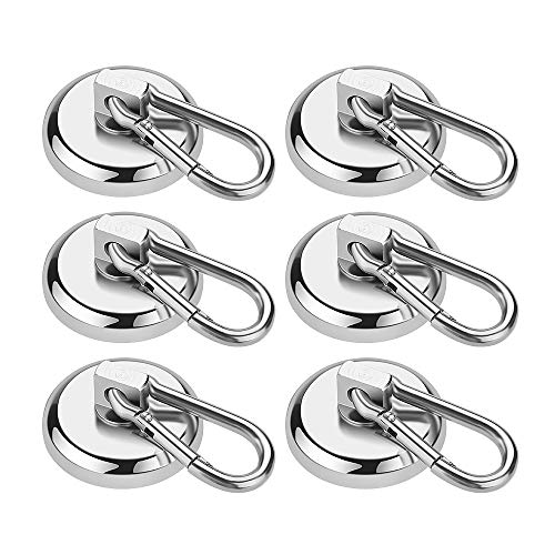 Product Cover Wukong Magnetic Hooks, 60 Lbs Super Strong Neodymium Magnet with Removable Carabiner Snap Hook, Magnetized Tool Hooks for Bagnet Grill Kitchen Purse Factory Warehouse Office,Set of 6