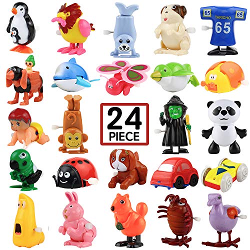 Product Cover Wind-Up Toys, 24 Pack Assorted Mini Toy for Kids Party Favors, Birthday Goody Bag Filler Preschool Toy for Boys Girls Children，Gifts Pinata Filler Carniva Prizes Classroom Incentive Reward