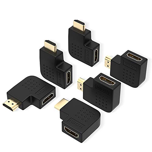 Product Cover ELUTENG 6 Pack 270 and 90 Degree HDMI Adapter, 4K 60Hz Right Angel HDMI Connector Bandwidth 18Gbps Male to Female HDMI Connector Elbow HDCP Converter Compatible for TV/Laptop/Projector/DVD/Game Box