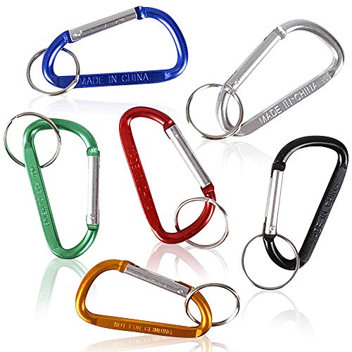 Product Cover ArtCreativity 3 Inch Rock Carabiner Clip Keychains for Kids and Adults - Set of 12 - Durable D-Ring Key Chains - Cool Birthday Party Favors, Goody Bag Fillers, Prize for Boys and Girls