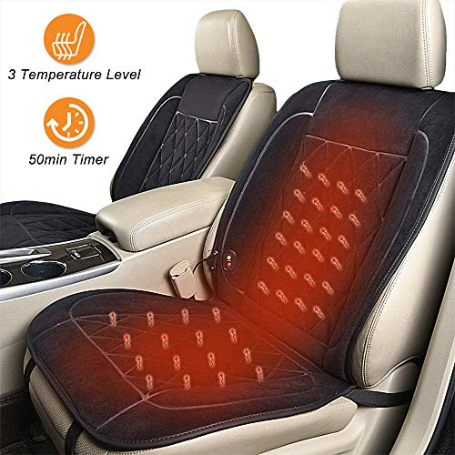 Product Cover Lvydec Heated Car Seat Cover - 3 Temperature Level Heated Seat Cushion for 12V/24V Car SUV Truck, Black