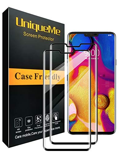 Product Cover [2 Pack] UniqueMe for LG V40 ThinQ Screen Protector [3D Full Coverage] Tempered Glass [Case Friendly] - Black