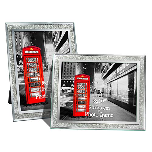 Product Cover 8x10 Picture Frame Set of 2 Sparkle Edged 8 by 10 Inch Glass Photo  Frames for Tabletop Display