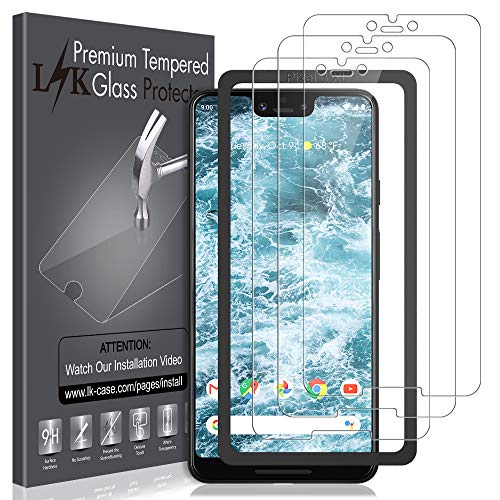 Product Cover [3 Pack] LK Screen Protector for Google Pixel 3 XL Tempered Glass [New Verison] [Front Camera Hole Opened] Easy Installation Tray