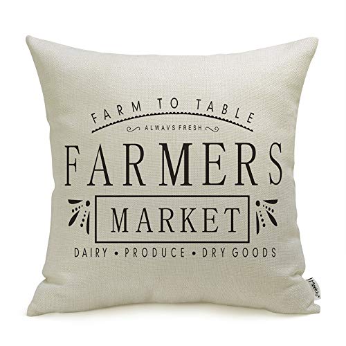 Product Cover Farmhouse Pillow Covers with Farmers Market Quotes 18 x 18 Inch for Farmhouse Decor