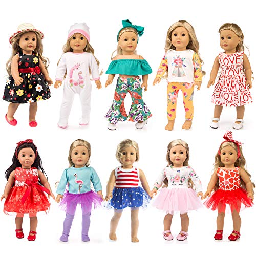 Product Cover ZQDOLL 19 pcs Girl Doll Clothes Gift for 18-inch Doll Clothes and Accessories, Including 10 Complete Sets of Clothing