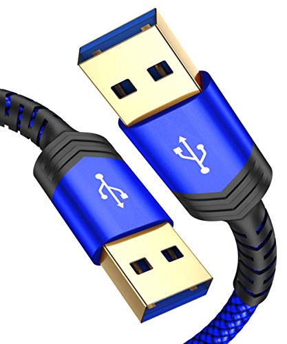 Product Cover USB 3.0 A to A Male Cable, JSAUX USB 3.0 to USB 3.0 Cable 2 Pack(3.3ft+6.6ft) USB Male to Male Cable Double End USB Cord Compatible for Hard Drive Enclosures, DVD Player, Laptop Cooler and More (Blue)
