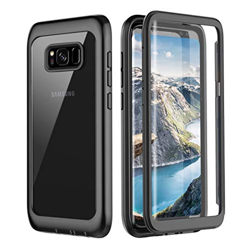 Product Cover Samsung Galaxy S8 Case, Full Body Bumper Case with Built-in Screen Protector Slim Clear Shock-Absorbing Dustproof Lightweight Cover Case for Samsung Galaxy S8 (5.8 inch) -Black/Clear
