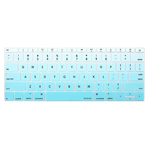 Product Cover MOSISO Silicone Keyboard Cover Protective Skin Compatible with MacBook Pro 13 inch 2017 & 2016 Release A1708 Without Touch Bar, MacBook 12 inch A1534, Gradient Blue