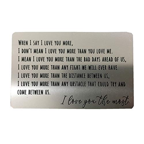 Product Cover Engraved Wallet Insert Anniversary Gifts for Men, Metal Wallet Card Insert, Mini Love Note, Anniversary Card from Wife, Anniversary Cards for Husband, Boyfriend, Deployment Gift