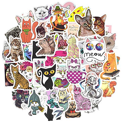 Product Cover Waterproof Cat Vinyl Stickers Bomb Laptop Water Bottle Folders Toys for Kids(50Pcs/Pack)