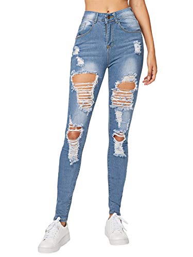 Product Cover Milumia Women's Casual Mid Waist Skinny Ripped Jeans Denim Pants