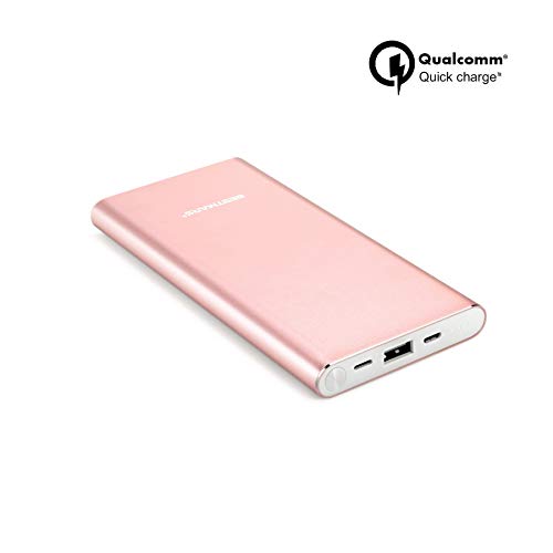 Product Cover 10000mAh Quick Charge QC 3.0 Portable Charger Fast Charging Power Bank Slim Back Up Battery Pack Compatible For iPhone X XS MAX XR 8 7 6 6s Plus 5s & iPad Android Samsung Galaxy Cell Phone - Rose Gold