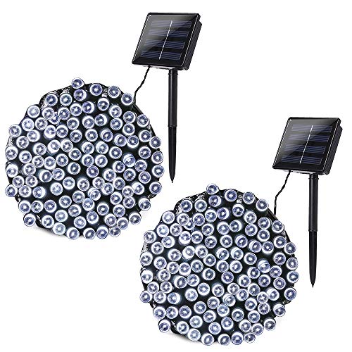Product Cover Joomer 2 Pack Solar String Lights 72ft 200 LED 8 Modes Outdoor String Lights Waterproof Fairy Lights for Garden, Patio, Fence, Balcony, Outdoors (White)
