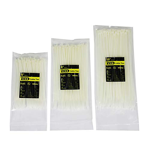 Product Cover Zip Ties White - DWFeng Self Locking flexible Nylon Cable Ties 6 8 10 Inch 300 Pcs