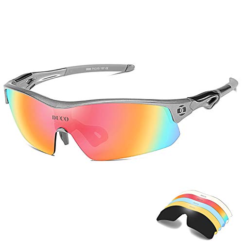 Product Cover DUCO Polarized Sports Cycling Sunglasses for Men with 5 Interchangeable Lenses for Running Golf Fishing Hiking Baseball