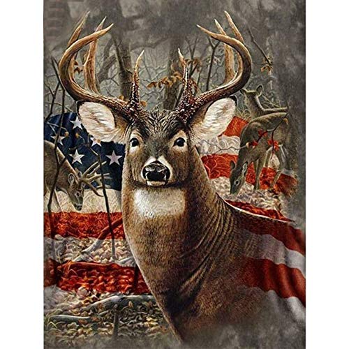 Product Cover UPMALL DIY 5D Diamond Painting by Number Kits,Full Drill Crystal Rhinestone Embroidery Pictures Arts Craft for Home Wall Decoration Deer 11.8×15.7Inches