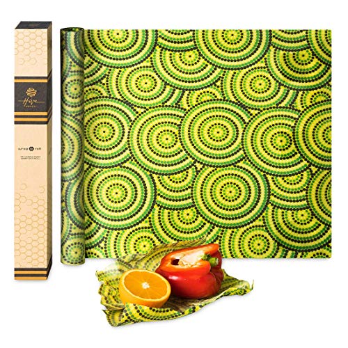 Product Cover Hive Society Beeswax Wrap Roll Large 80 x 16 inch, Organic Reusable Beeswax Food Wrap, Plastic Free Eco Friendly Alternative to Cling Wrap, Sustainable Food Storage, Washable Biodegradable (Green)