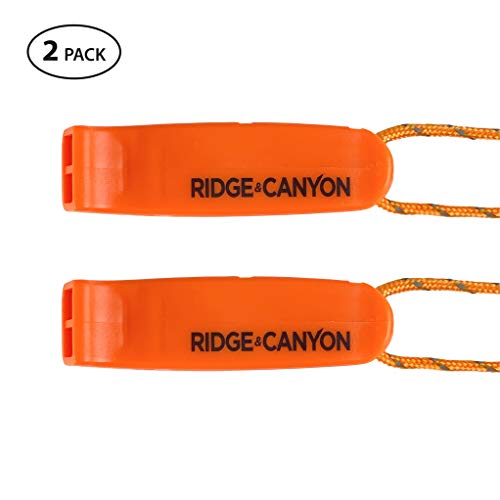Product Cover Ridge & Canyon Emergency Whistle with Lanyard (2 Pack) | Perfect Whistle for Safety, Survival, Emergency, Lifeguard, Sports & Outdoor Purposes | Value Multi-Pack Sold as Pair (2 Pack)