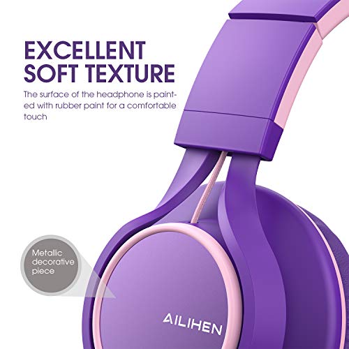 Product Cover AILIHEN C8 (Upgraded) Headphones with Microphone and Volume Control Folding Lightweight Headset