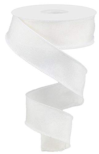 Product Cover Shiny Solid Canvas Wired Edge Ribbon, 10 Yards (White, 1.5