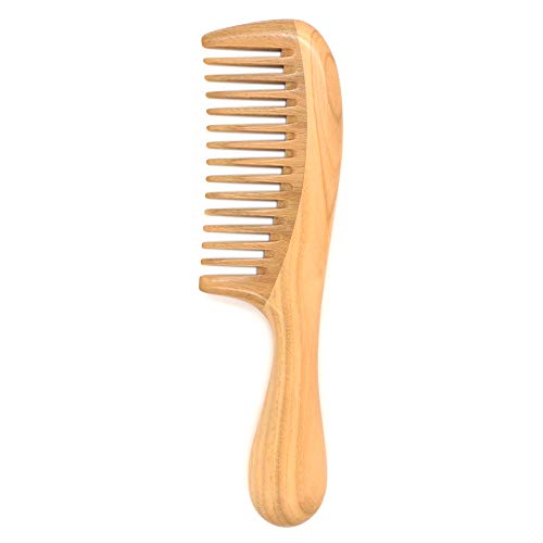 Product Cover Tinfun Natural Green Sandalwood Hair Comb Wooden Comb (Wide Tooth) for Curly Hair Detangling - No Static, Prevent Tangle, Handmade