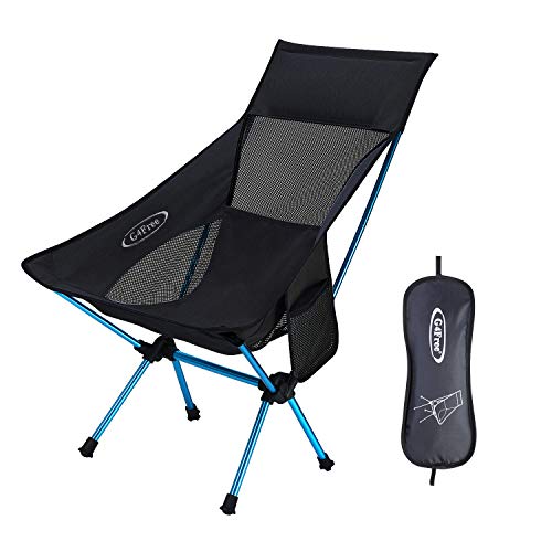 Product Cover Ultralight Portable Camping Chairs Heavy Duty 265lbs Medium Size with Headrest, Backpacking Chair with Side Pouch for Outdoor Camp Picnic Beach Festival (Black)