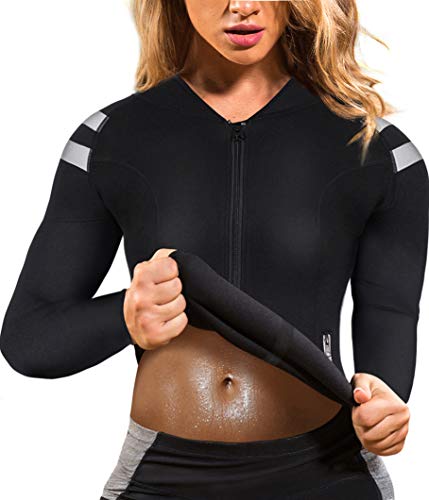 Product Cover LODAY Womens Neoprene Sauna Body Shaper Suit Hot Sweat Tummy Fat Burner Workout Jacket Top Full Zip Up