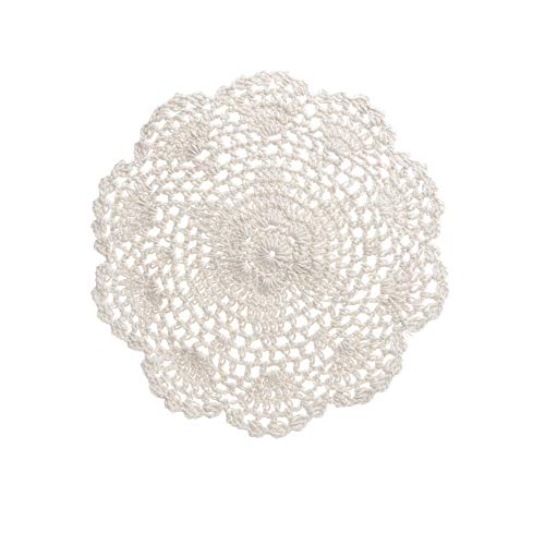 Product Cover Saideke Home Package of 6 Hand Crocheted 8 inch Round White Doilies - 100% Cotton